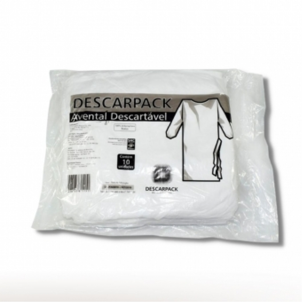 10 Und Avental Hospitalar Manga Longa Descarpack TNT Branco