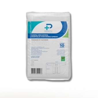 10 Und Avental Hospitalar Manga Longa Protecme Branco