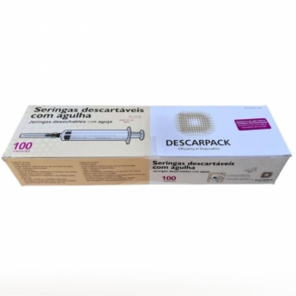 Seringa Descartável Luer Slip C Agulha Descarpack 100 Und
