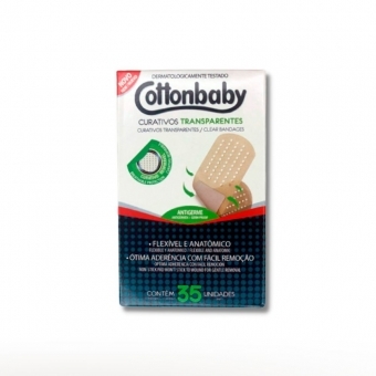 Caixa Com 35 unidades Curativo Cottonbaby Transparente