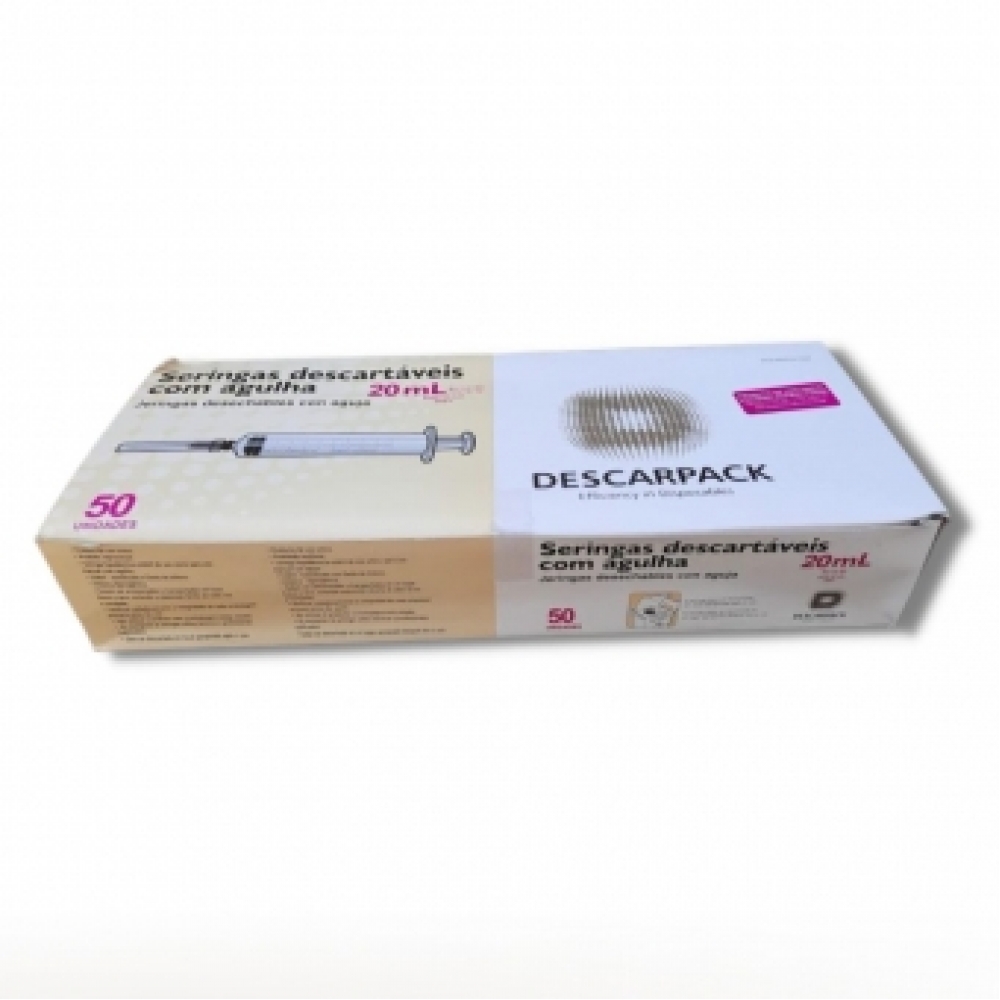 Seringa Descartável Luer Slip C Agulha Descarpack 20ML 50 und