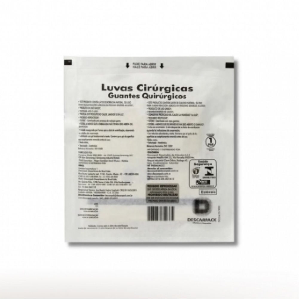 Luva Cirurgica Estéril Látex C Pó Descarpack  1 par