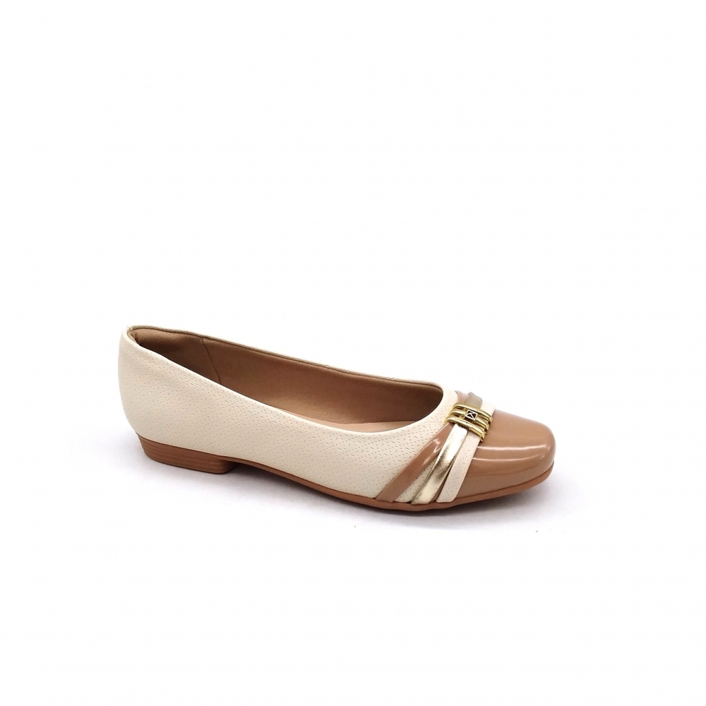 Sapatilha Feminino Piccadilly 250233  - OFF WHITE / AMENDOA VZ / OURO