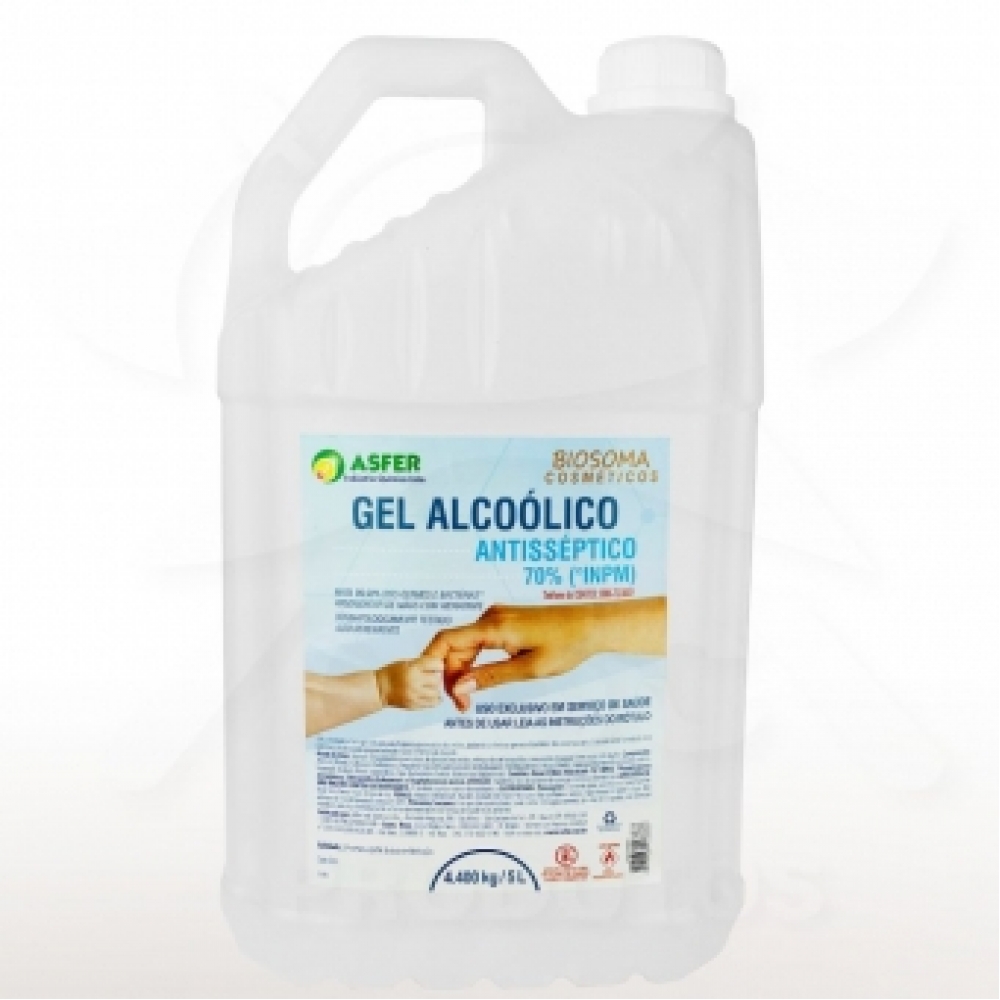 Álcool Gel Anti Séptico 70% ASFER Hidratante 5 Litros